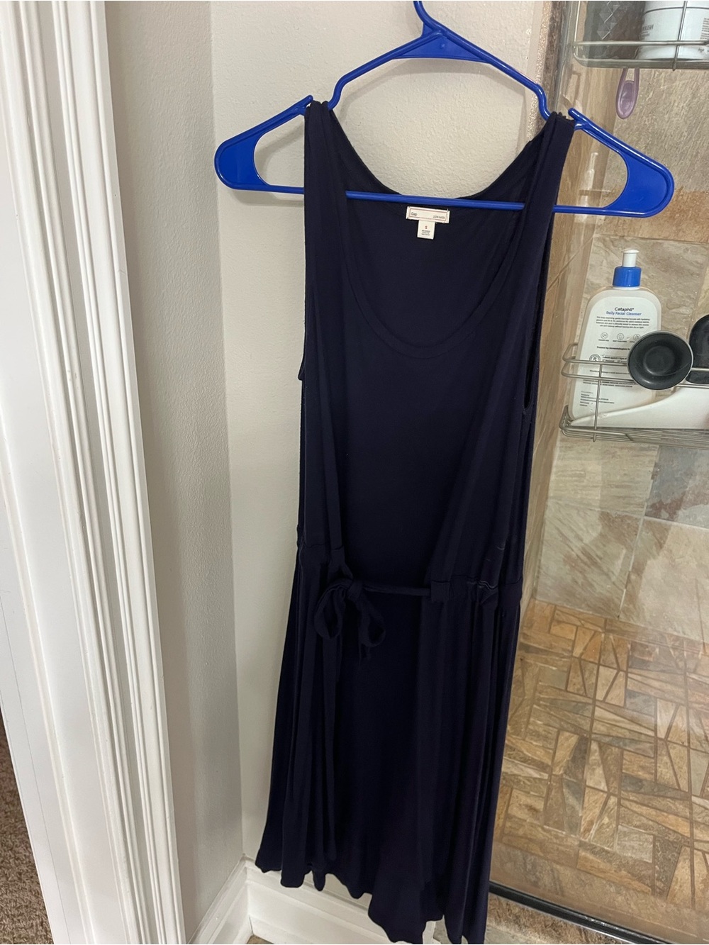 GAP Navy Tie-Waist Sleeveless Midi Dress